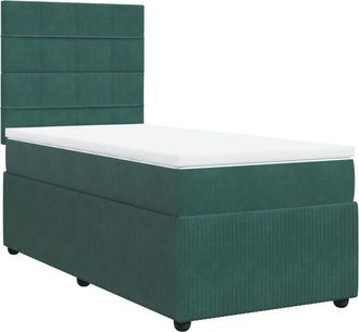 vidaXL Cama Box Spring Con Colch&oacute;n Terciopelo Verde Oscuro 90x200 Cm Vidaxl