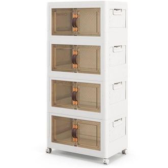 Costway Costway - 4 Pack Stackable Storage Cabinet Folding Home Organizer Lockable Wheels 78 Gal