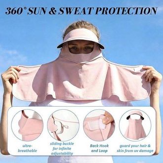 OEM Mascarilla Facial Uv De 2 Piezas Con Protector De Cuello, Protecci&oacute;n Solar Upf 50+, Protector Facial Ligero Para Actividades Al Aire Libre Verano