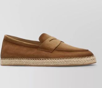 Santoni carlo suede penny strap espadrille loafers
