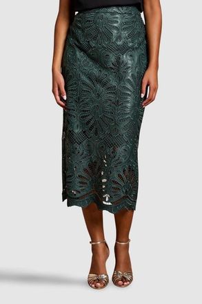 Coast Petite PU Lace Midi Skirt in Emerald at Nordstrom, Size 14P