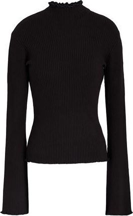 8 by YOOX VISCOSE RIB BELL SLEEVE LETTUCE TRIM KNIT TOP