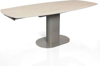 Oresteluchetta Mesa extensible cer&aacute;mica/acero travertino-platino 76x89x120-200