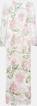 Oscar De La Renta Vestido midi de encaje floral