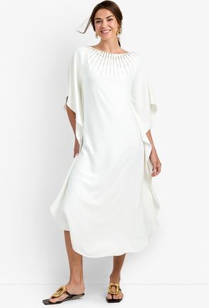 Trina Turk Neena Rhinestone Caftan Dress in Whitewash at Nordstrom, Size Xx-Large