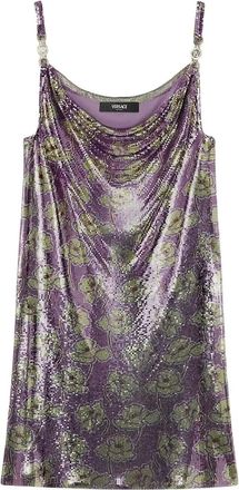 Versace Poppies Mesh Mini Dress - Womens - Acetate/Silk/Metal