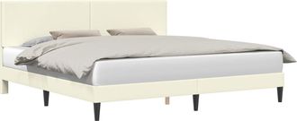 vidaXL Estructura De Cama Con Cabecera Crema 180 X 200 Cm Tela De Pana Vidaxl
