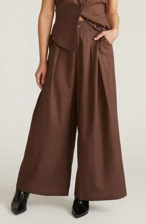 Universal Standard Palais Linen Blend Beach Pants in Sophisticated Brown at Nordstrom, Size X-Small