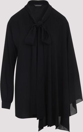 Balenciaga Black Silk Scarf Blouse