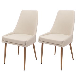 Hhg Lote De 2 Sillas De Comedor Hhg-069, Silla De Cocina Silla Tapizada, Tela/textil (280g/m&sup2;) Metal, Beige