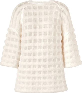 Genny Rondgebreide trui - Dames - Ronde hals truien - Wit - 2XS - Leer - Truien & Vesten