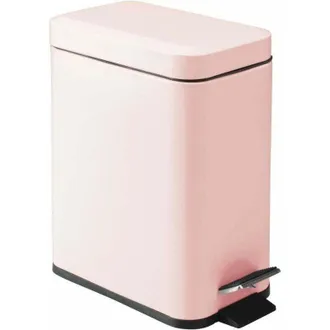OEM Papelera Rectangular De Metal Con Tapa, De Color Rosa Claro, Con Inserto Interior Extra&iacute;ble Y Asa Integrada, Ideal Para El Ba&ntilde;o O La Cocina