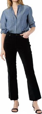 Ann Mashburn Kendall Flare Five Pocket Jeans In Black Stretch Velveteen