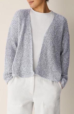Eileen Fisher Cotton Blend Open Cardigan in Dark Pearl at Nordstrom, Size X-Small