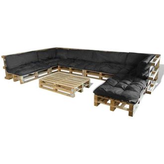 vidaXL Vidaxl - Coj&iacute;n Para Sof&aacute; Pallet 13 Pcs Negro 120 X 80 X 10 Cm Tela