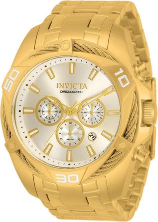 Invicta Bolt 34123 Heren Horloge - Quartz Uurwerk - Roestvrij Staal met gouden Wijzerplaat - 50mm