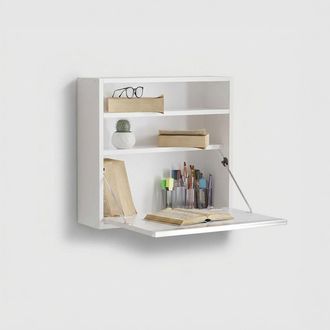 Emob Escritorio De Pared Plegable Con Estantes Optimum