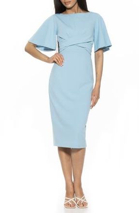 Alexia Admor Ariah Flutter Sleeve Sheath Dress in Halogen Blue at Nordstrom Rack, Size Large