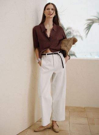 Contemporaine Womens Cotton-lyocell chino pant Fit: Barrel leg, high rise