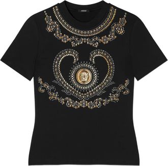 Versace T-shirt con strass - Nero