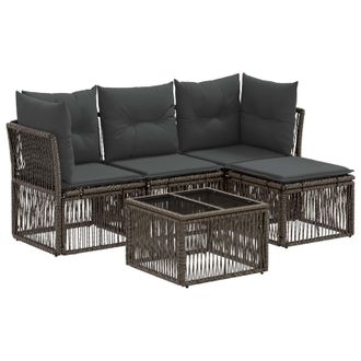 vidaXL Conjunto De Sof&aacute;s De Jard&iacute;n 5 Pcs Gris Rat&aacute;n Sint&eacute;tico Vidaxl