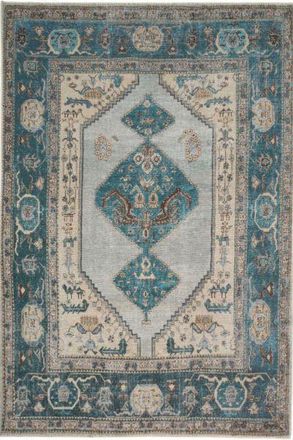 Kukoon Beige Distressed Abstract Rugs Non Slip & Washable in Turquoise | Size: 200 cm x 290 cm