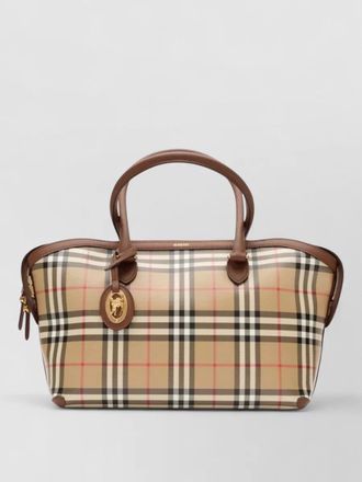 Burberry small check tote bag top handle