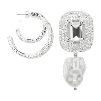 Magda Butrym Oorbellen 11 Rhodium - Dames - Oorbellen - Grijs - ONE Size - Tweed - Accessoires