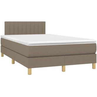 vidaXL Cama Box Spring Con Colch&oacute;n Y Led Tela Gris Taupe 120x190 Cm Vidaxl