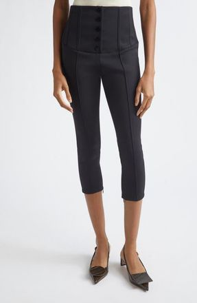 Jacquemus The Arl&eacute;sien Stretch Blend Corset Capri Pants in Black at Nordstrom, Size 10 Us