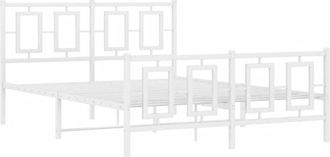 vidaXL Vidaxl - Estructura Cama Sin Colch&oacute;n Con Estribo Metal Blanco 140x200 Cm