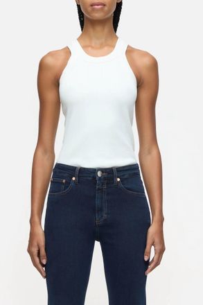 Closed Racer Tank Top In Ivory