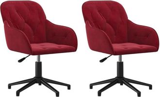 vidaXL Vidaxl - Sillas de comedor giratorias 2 unidades terciopelo rojo tinto