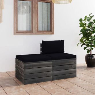 vidaXL 2 Pcs Conjunto De Paletas Con Cojines De Pino Masivos