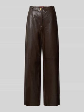 Max Mara Tapered Fit Lederhose aus echtem Lammleder in Dunkelbraun, Gr&ouml;&szlig;e 34