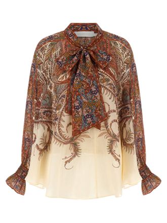 Zimmermann Rhiannon Tie Neck Shirt And Blouse Multicolor