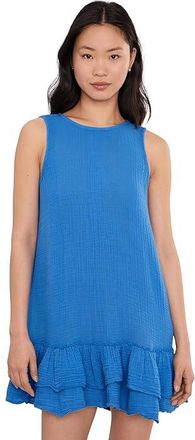 Michael Stars Dhaliah Ruffle Mini Dress Womens Dress Blue Ribbon : XL (US 10-12), Cotton