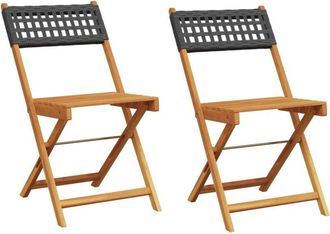 vidaXL Vidaxl - Sillas de bistró 2 uds madera maciza de acacia ratán pe negro