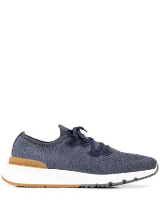 Brunello Cucinelli Blue Lace Up Sneakers