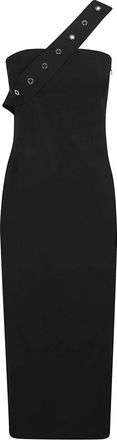 Patrizia Pepe Midi-jurk met oogjesdetails - Dames - Casual kleedjes - Zwart - XS - Polyester - Kleedjes