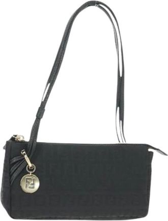 Fendi Pre-owned Shoulder Bags, female, Black, Size: ONE SIZE Pre-owned Canvas Shoulder Bag