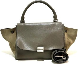Celine Pre-owned Handbags, female, Gray, Size: ONE SIZE Pre-owned Suede Handbag