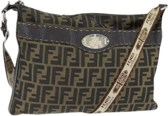 Fendi Pre-owned Cross Body Bags, female, Brown, Size: ONE SIZE Pre-owned Canvas Cross Body Bag