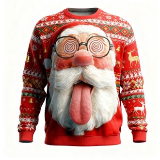 Generic Christmas Mens Jumpers Novelty Knitted Lightweight Santa Printed Jumper Sweaters Slim Fit Short Sleeve Crew Neck Pullover Fleece Top Rude Christmas Xm