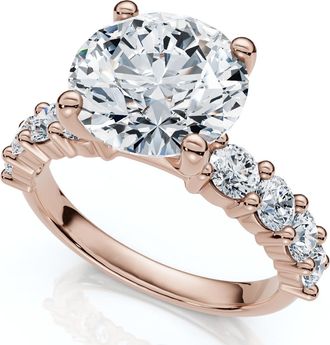 Pompeii3 Certified 3Ct Danica Diamond Engagement Ring 14k Gold or PT Lab Grown