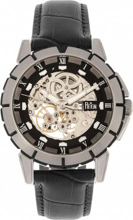 Reign Philippe Automatic Skeleton Leather-Band Watch