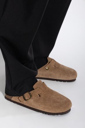 Scholl Suede Mules Fae Backstrap, Womens, Brown