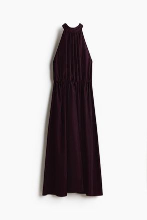 H&M Long Halterneck Dress in Dark Purple at Nordstrom, Size X-Small