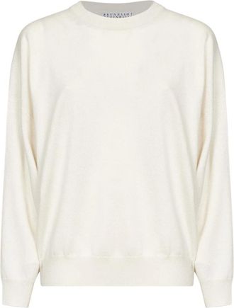 Brunello Cucinelli Monili Crewneck Jumper - female - Brunello Cucinelli - Round-neck Knitwear - White - XS - Knitwear