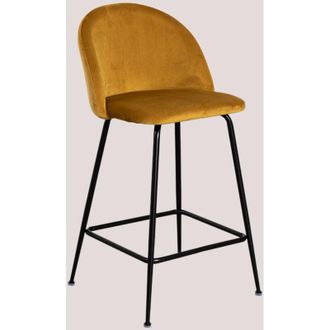 Sklum Pack De 4 Taburetes Altos En Terciopelo Kana Design Sklum Mostaza Negro